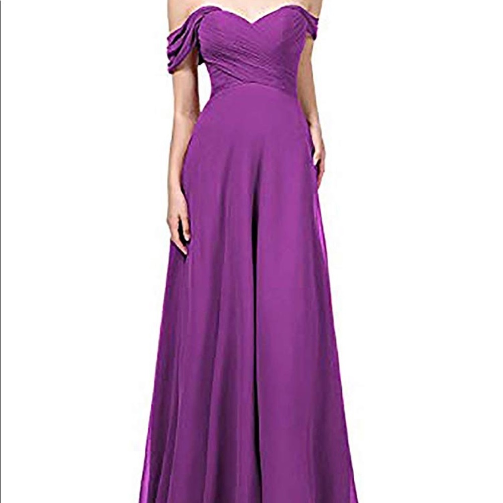 Navy Blue Oyisha Off the Shoulder Evening Gown